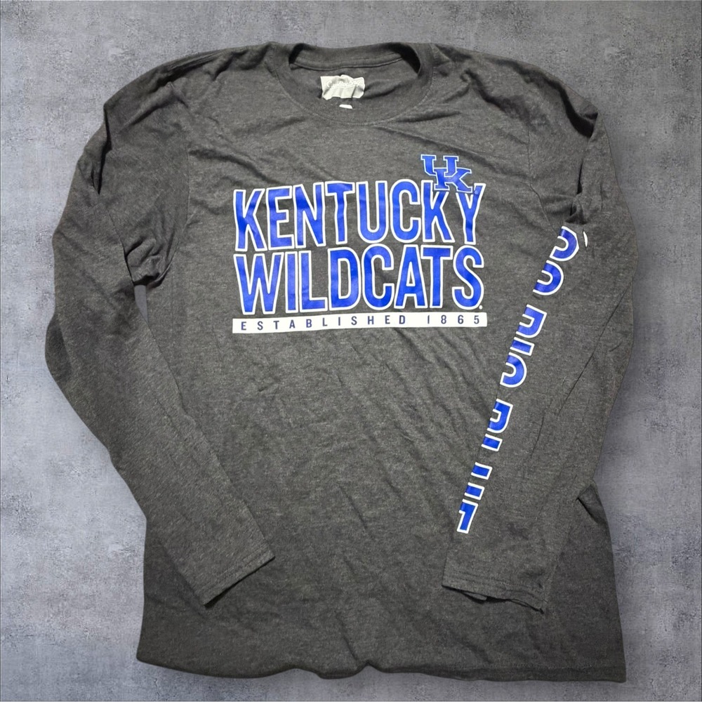 Captivating Kentucky Wildcats Long Sleeve Graphic Tee Charcoal Gray Womens M